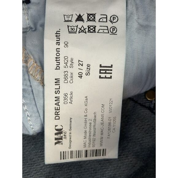 Dream Jeans by MAC Dream Slim Authentic Womens Jean US Sz 40/27 Button Pocket - Picture 13 of 16